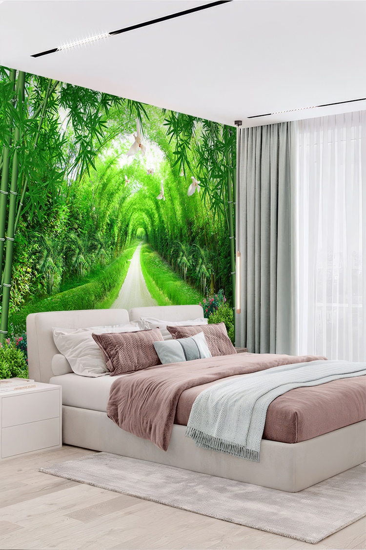 Bambu Ormanı Yol Manzarası Duvar Kağıdı