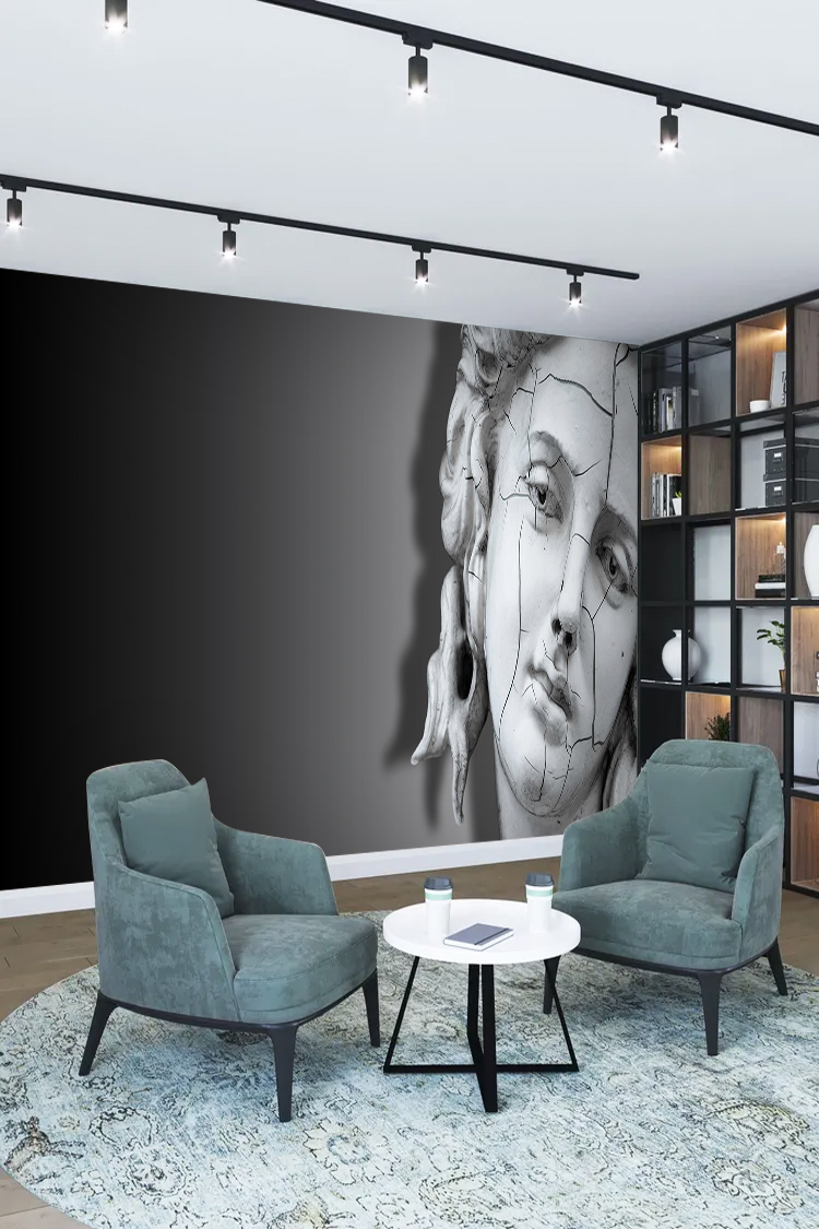 Modern Sanat ve Yaprak Figürlü Duvar Kağıdı - Görsel 2