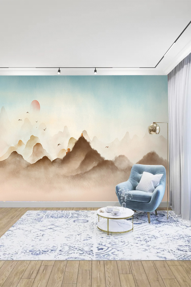 Pastel Dağ Manzaralı Duvar Kağıdı - Görsel 5