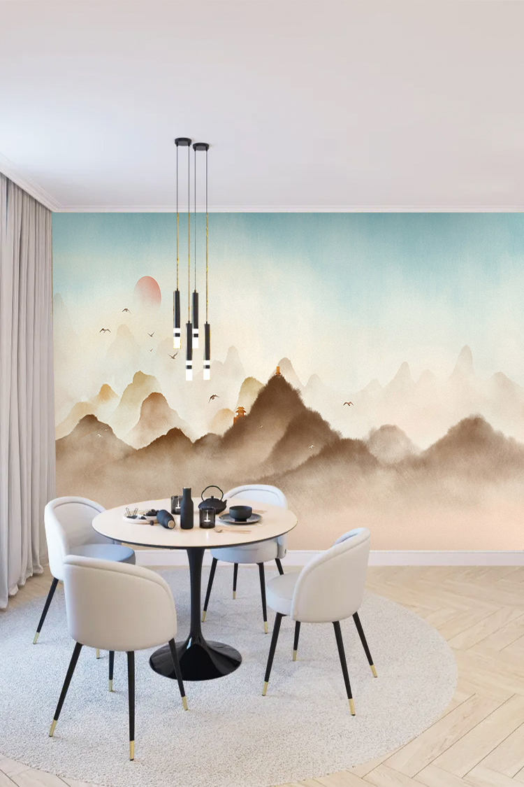 Pastel Dağ Manzaralı Duvar Kağıdı - Görsel 3