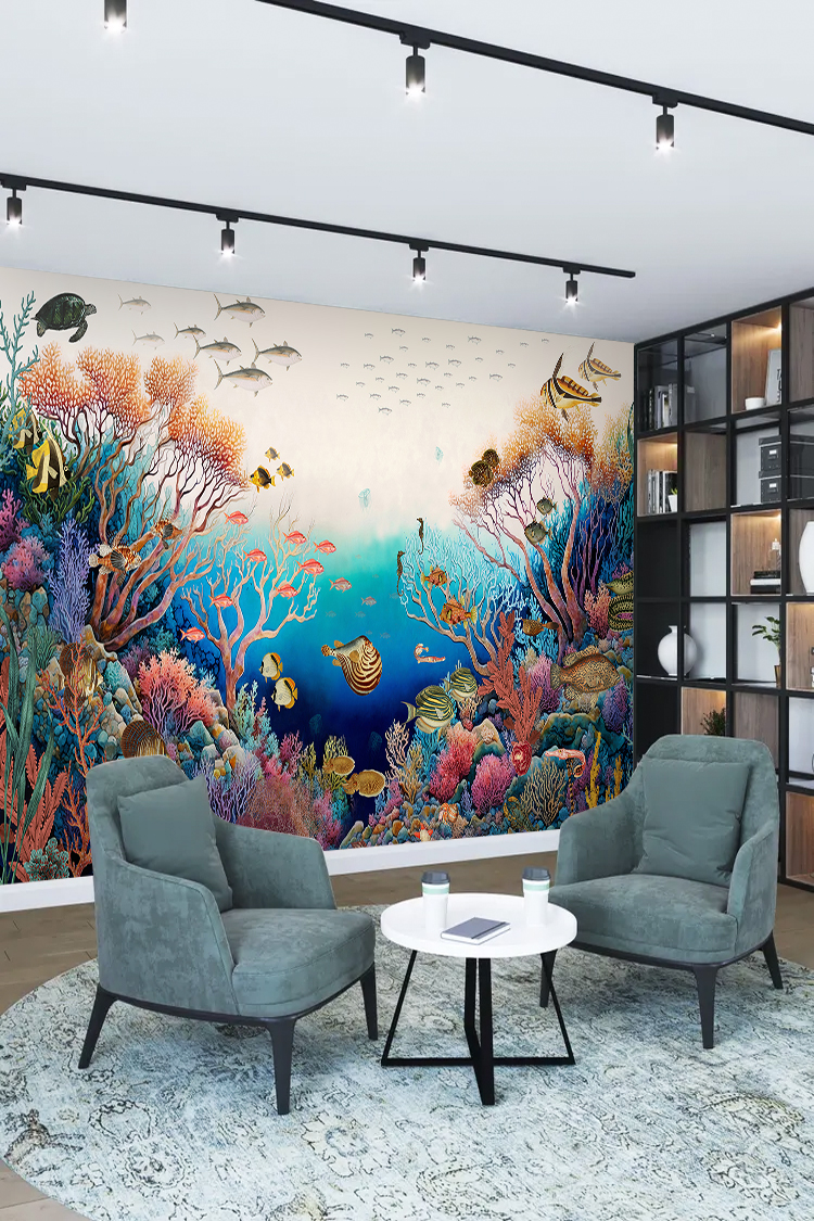 Renkli Mercanlar ve Tropikal Balıklarla Denizaltı Duvar Kağıdı - Görsel 2