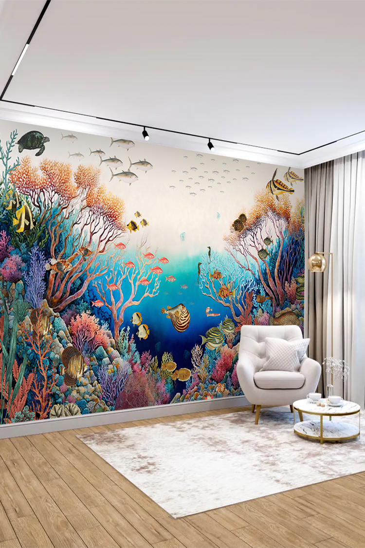 Renkli Mercanlar ve Tropikal Balıklarla Denizaltı Duvar Kağıdı - Görsel 4