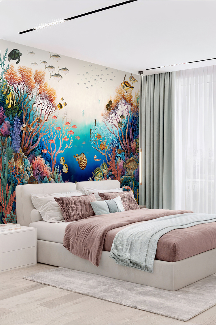 Renkli Mercanlar ve Tropikal Balıklarla Denizaltı Duvar Kağıdı - Görsel 3