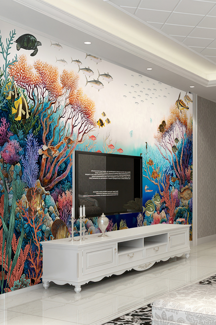 Renkli Mercanlar ve Tropikal Balıklarla Denizaltı Duvar Kağıdı - Görsel 6