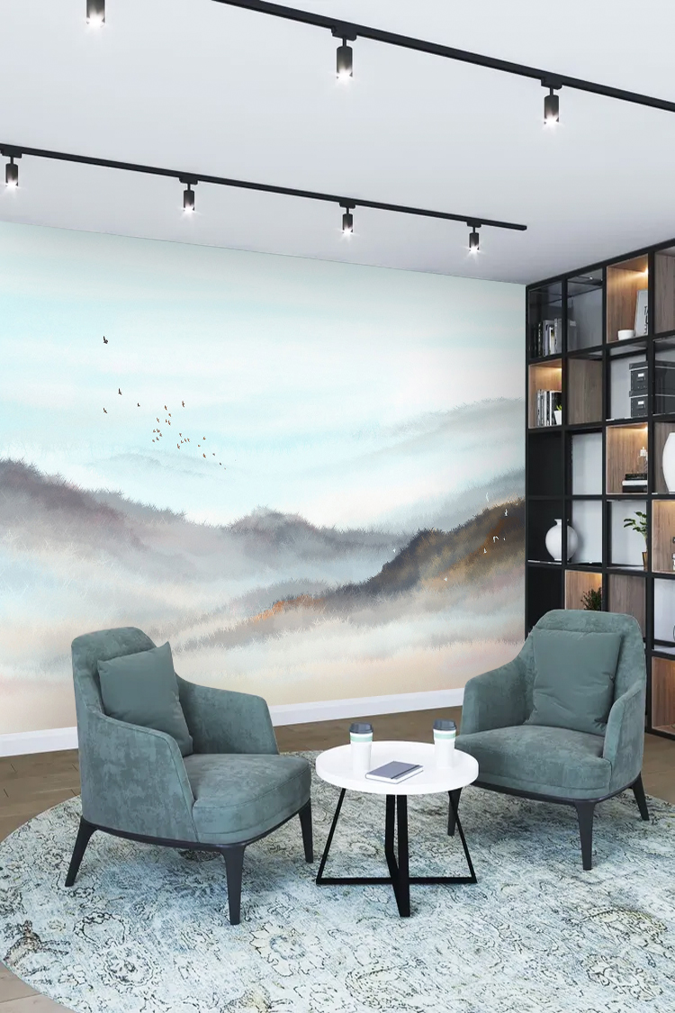 Pastel Dağ Manzaralı Duvar Kağıdı