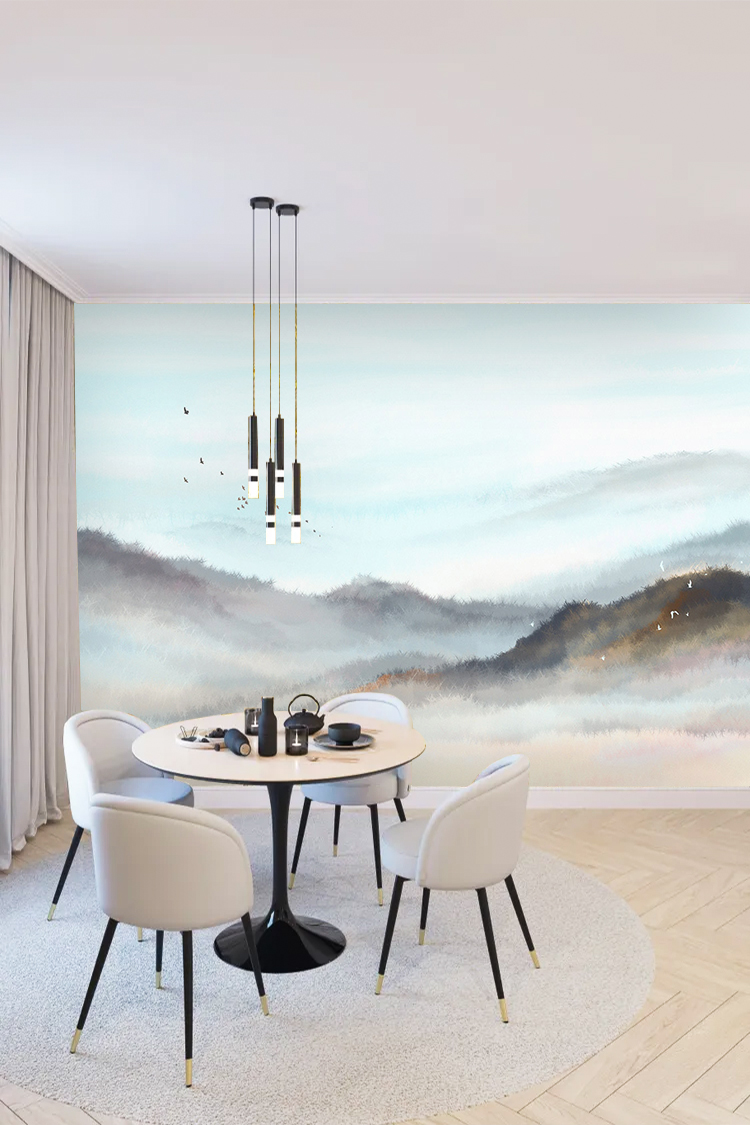 Pastel Dağ Manzaralı Duvar Kağıdı - Görsel 3