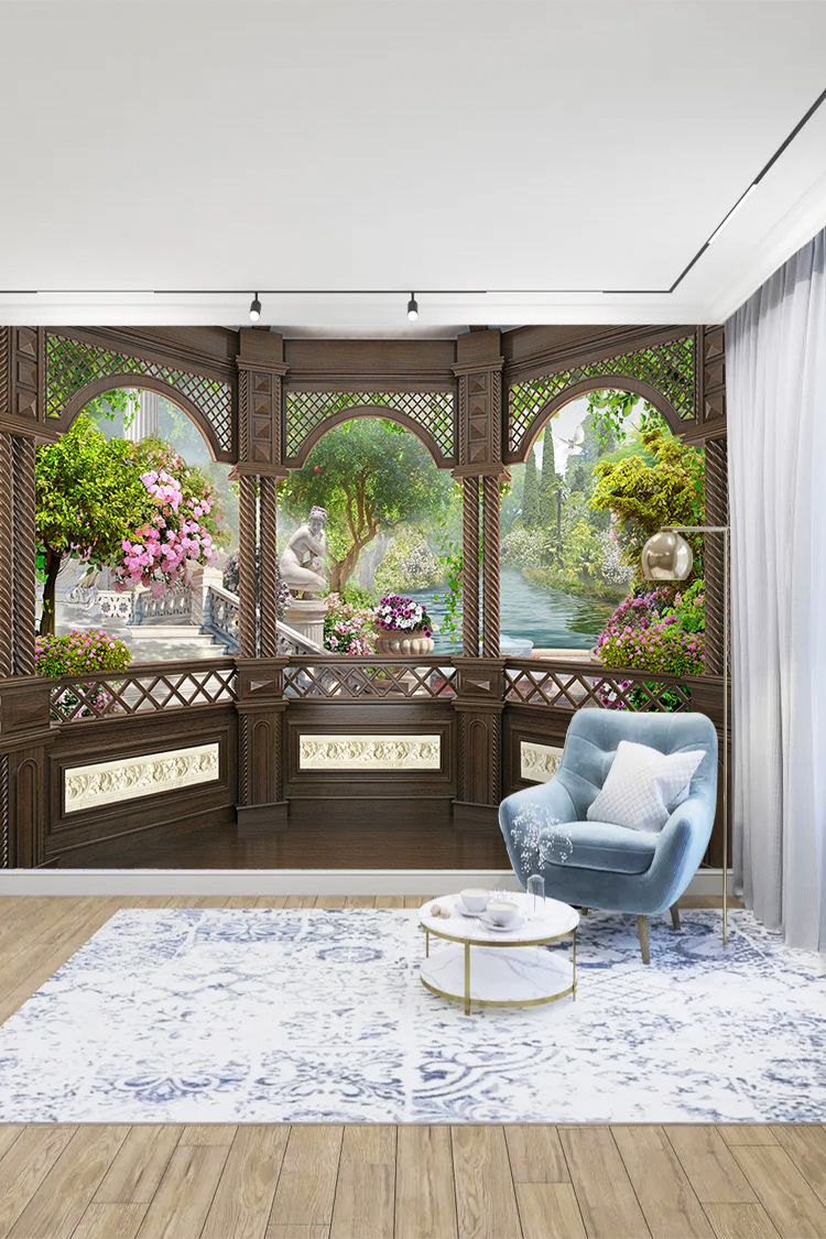 Doğa Manzaralı Balkon Duvar Kağıdı - Görsel 3