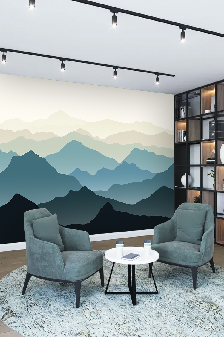 Pastel Dağ Manzaralı Duvar Kağıdı - Görsel 2