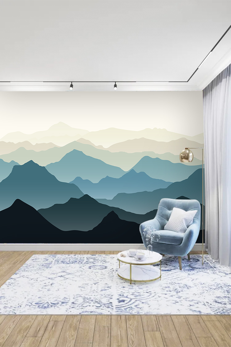 Pastel Dağ Manzaralı Duvar Kağıdı - Görsel 5