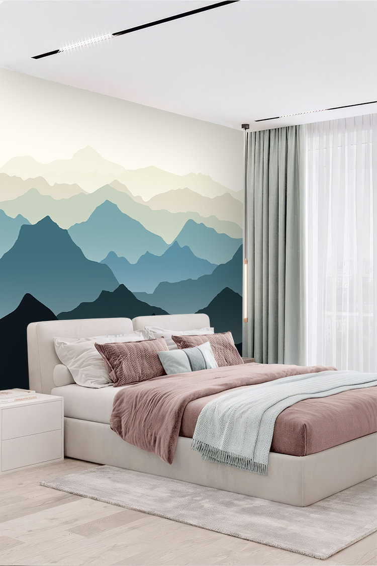 Pastel Dağ Manzaralı Duvar Kağıdı - Görsel 3