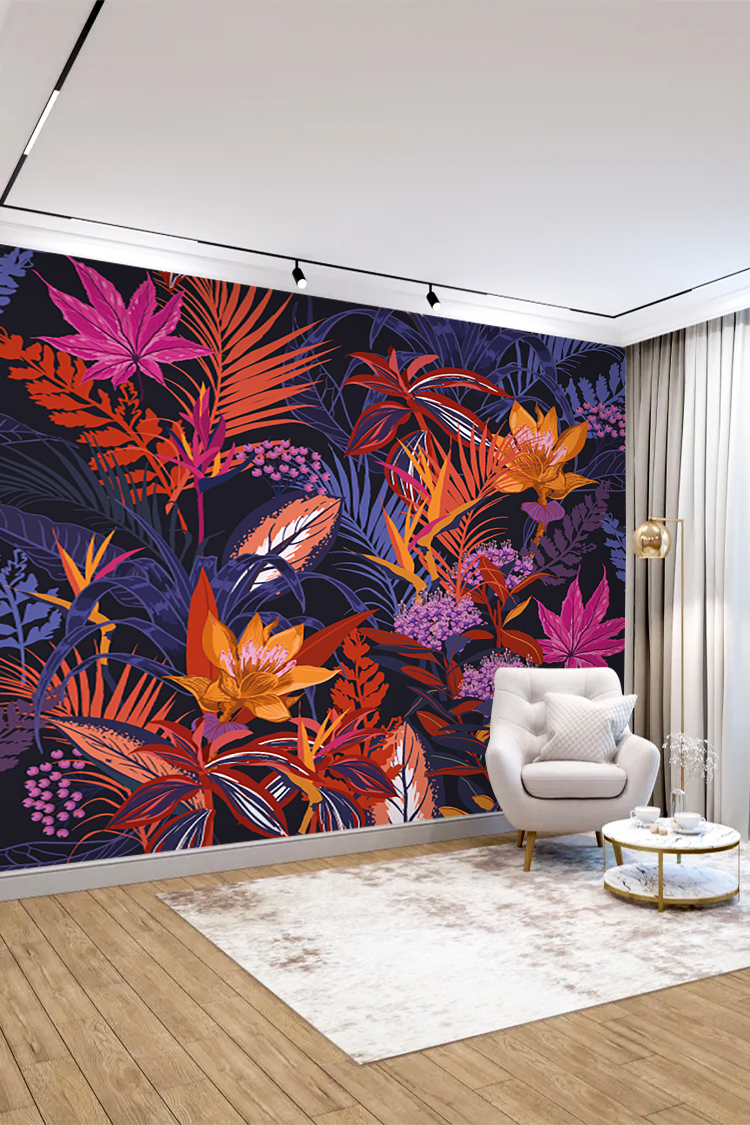 Soyut Çiçekler Duvar Kağıdı - Görsel 4