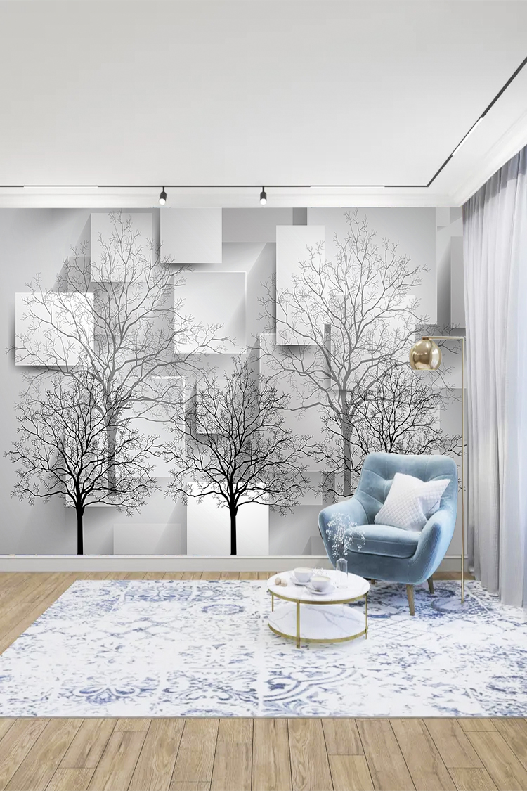 Minimalist Ağaç Desenli Duvar Kağıdı