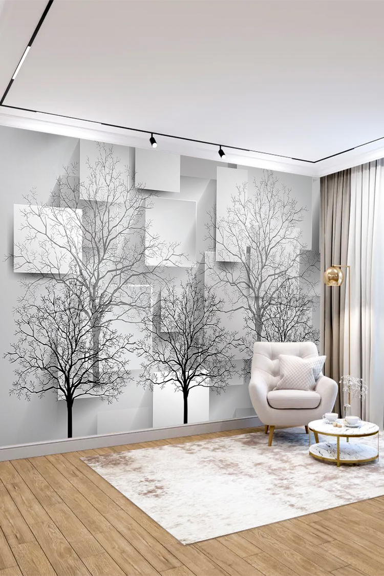 Minimalist Ağaç Desenli Duvar Kağıdı - Görsel 5