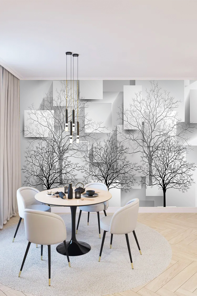 Minimalist Ağaç Desenli Duvar Kağıdı - Görsel 4