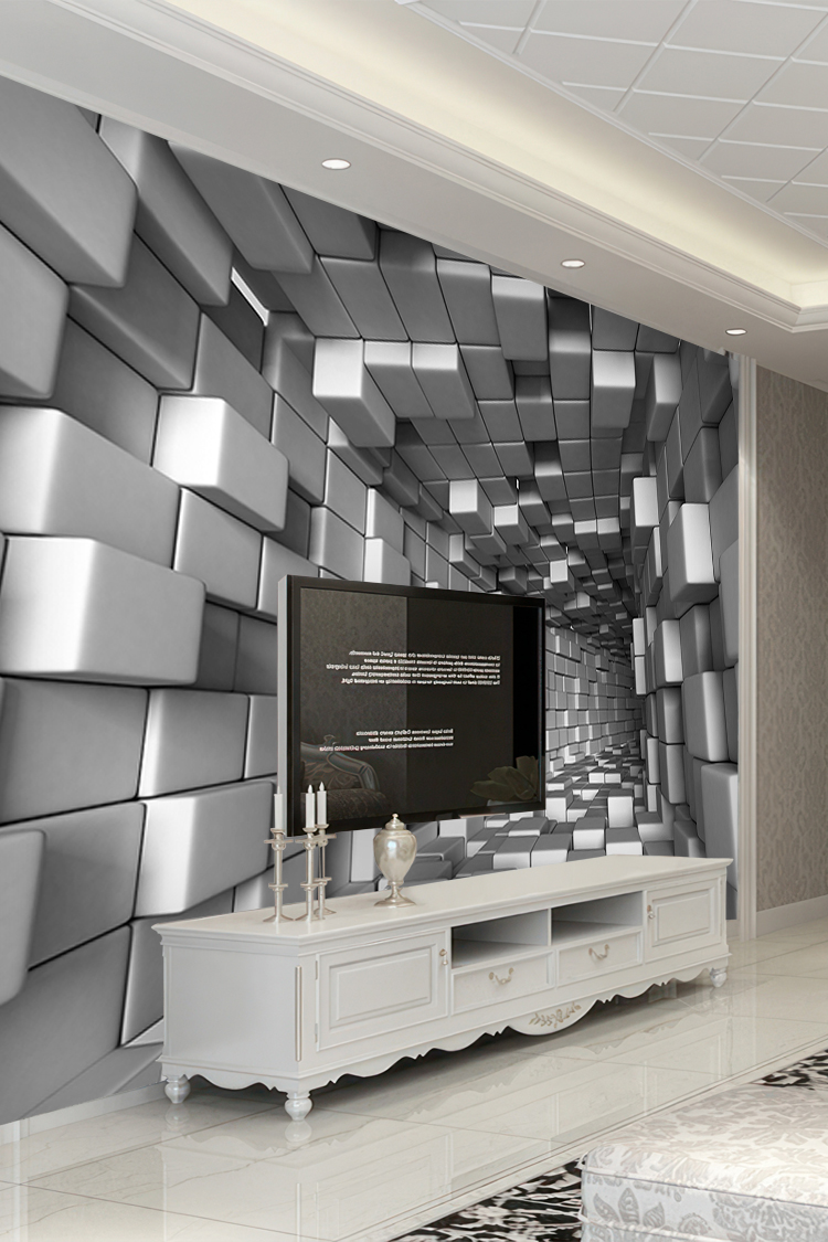 3D Geometrik Kutu Desenli Modern Duvar Kağıdı - Görsel 6