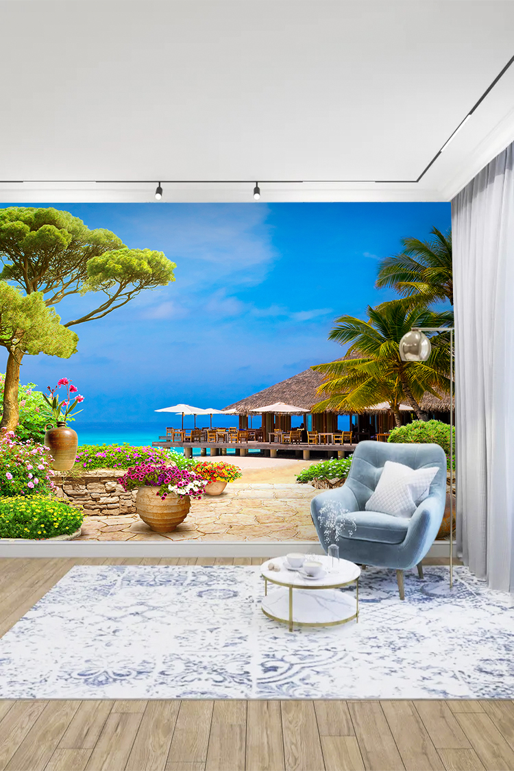 Tropikal Tatil Köyü Manzaralı Duvar Kağıdı