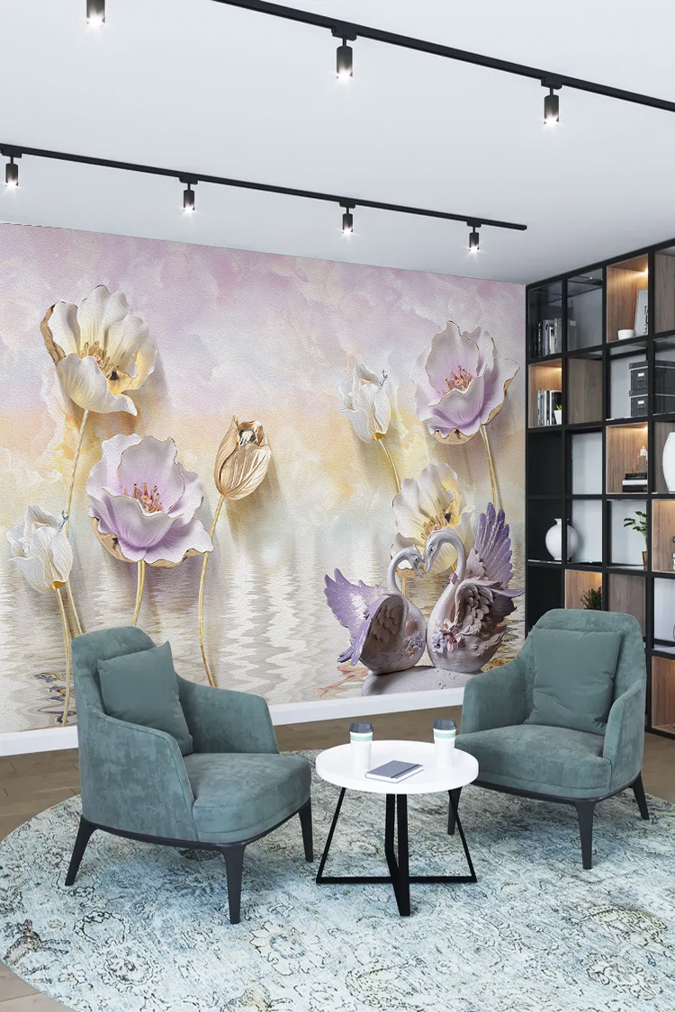 Pastel Çiçekli Duvar Kağıdı