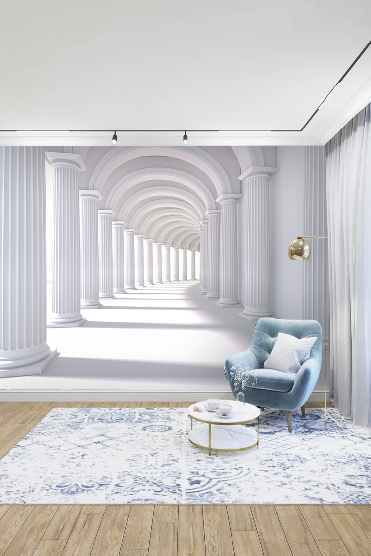 Beyaz Sütunlu Işık Yolu Duvar Kağıdı - Görsel 3