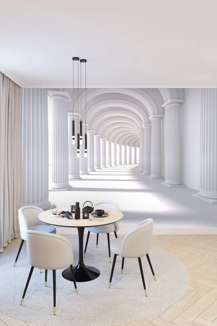 Beyaz Sütunlu Işık Yolu Duvar Kağıdı