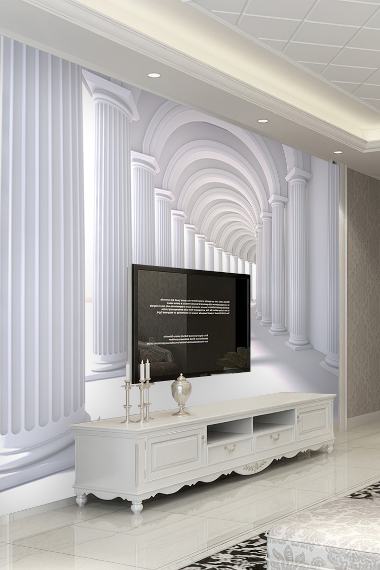 Beyaz Sütunlu Işık Yolu Duvar Kağıdı - Görsel 6