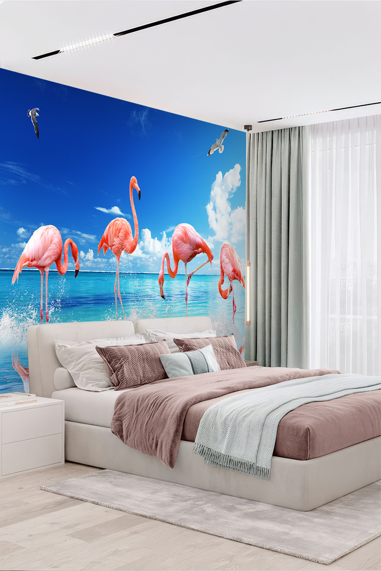 Plajda Flamingolar Duvar Kağıdı