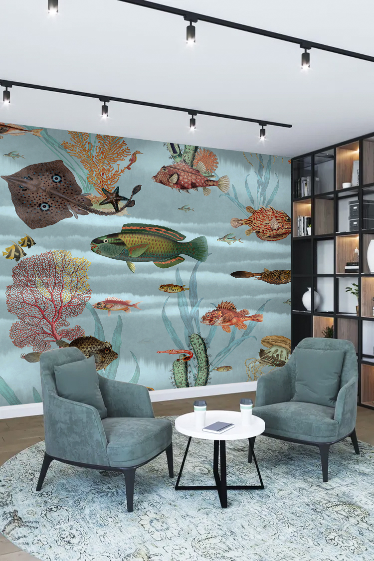 Doğal Deniz Altı Balıkları ve Mercanlar – Yumuşak Tonlu Okyanus Duvar Kağıdı