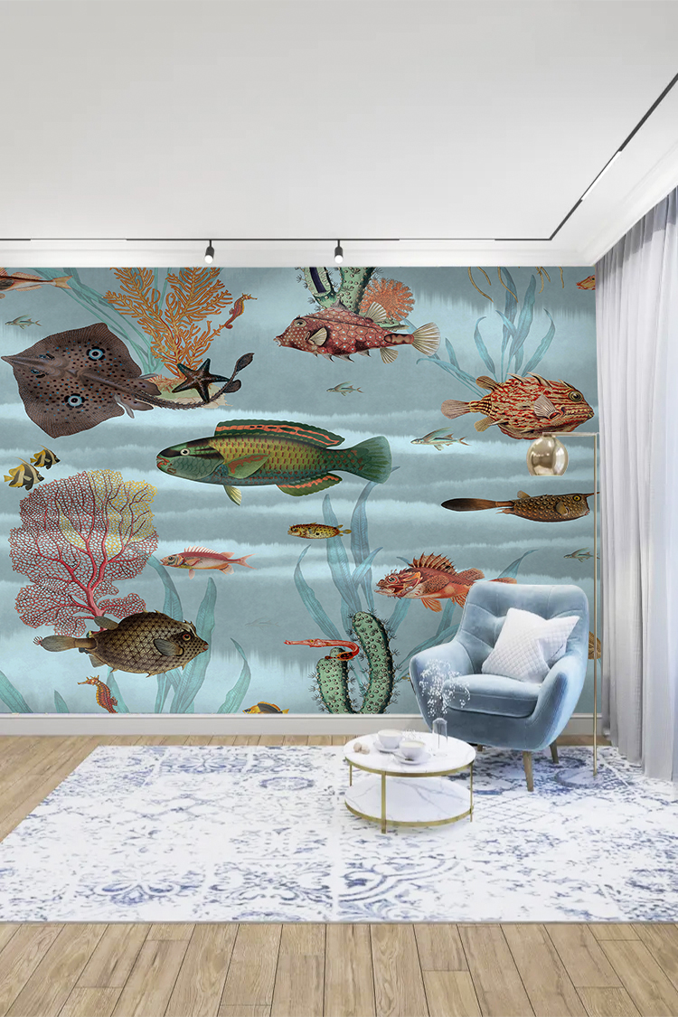 Doğal Deniz Altı Balıkları ve Mercanlar – Yumuşak Tonlu Okyanus Duvar Kağıdı - Görsel 5