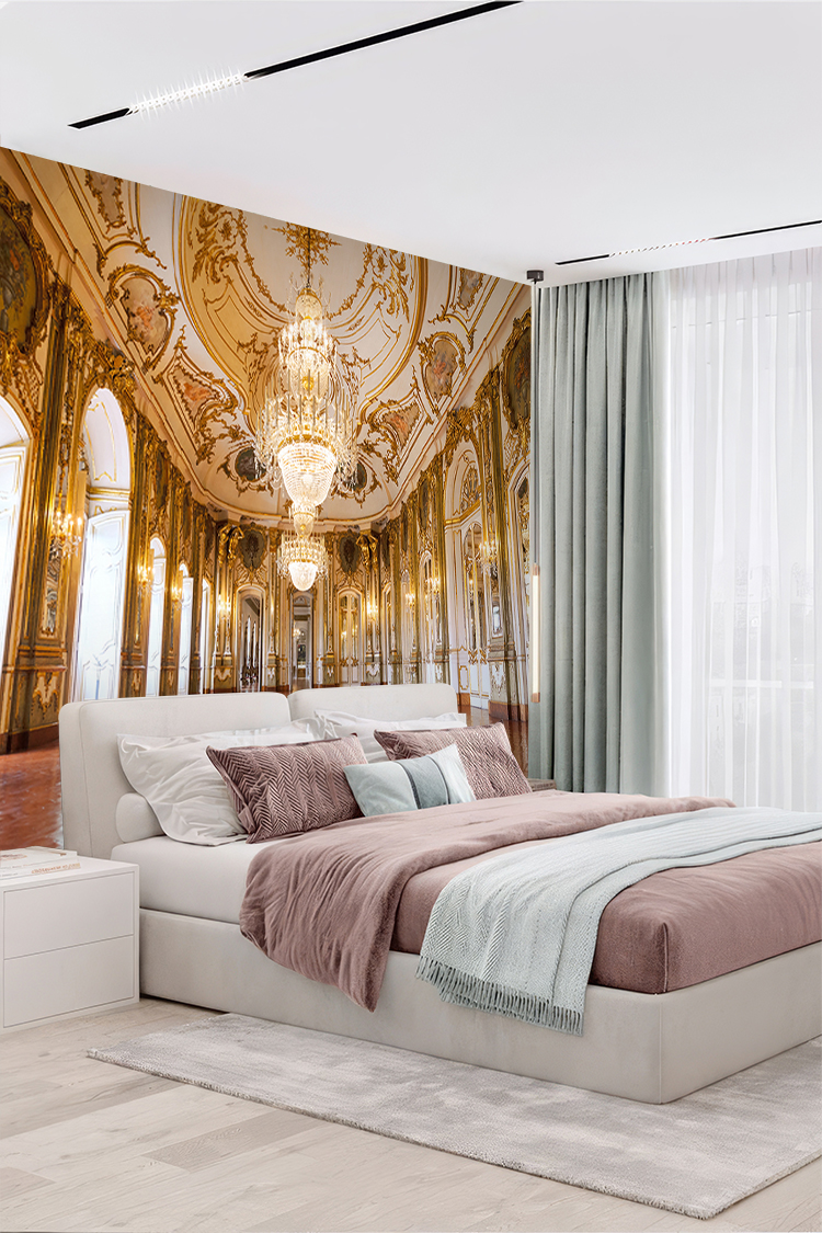 Altın Detaylı Saray Salonu Duvar Kağıdı - Görsel 4