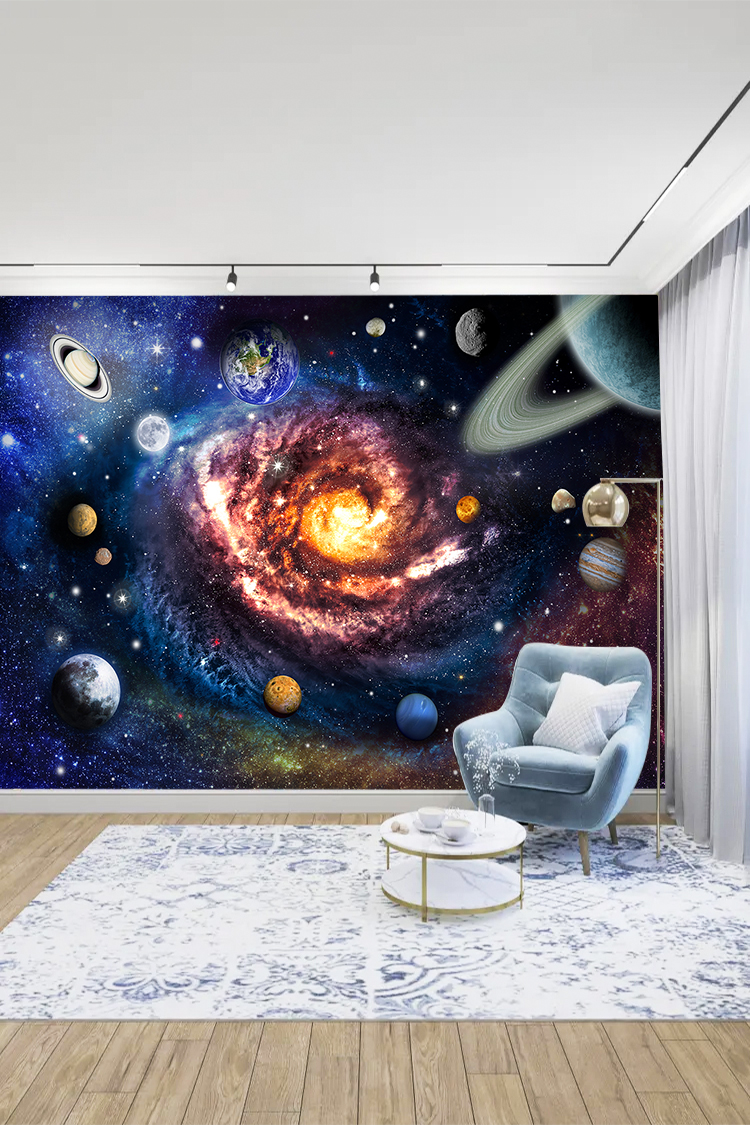 Spiral galaksi temalı renkli 3D uzay duvar kağıdı