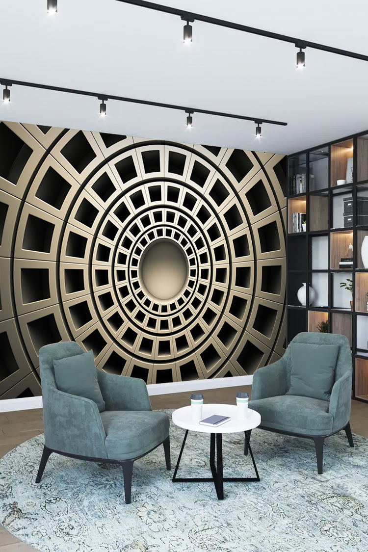 Soyut Geometrik Desenli Duvar Kağıdı - Görsel 2