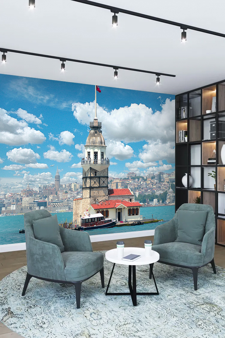 Kız Kulesi ve İstanbul Boğazı Manzarası Duvar Kağıdı - Görsel 2