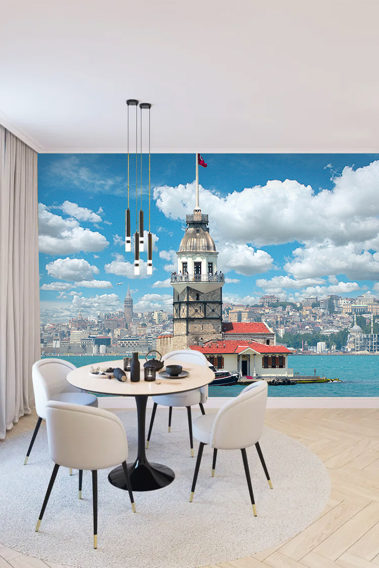 Kız Kulesi ve İstanbul Boğazı Manzarası Duvar Kağıdı