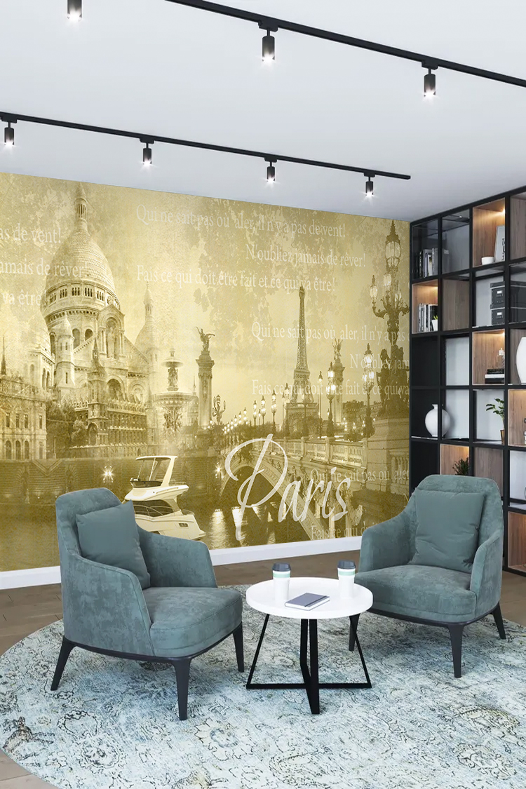 Paris Temalı Vintage Duvar Kağıdı - Görsel 2