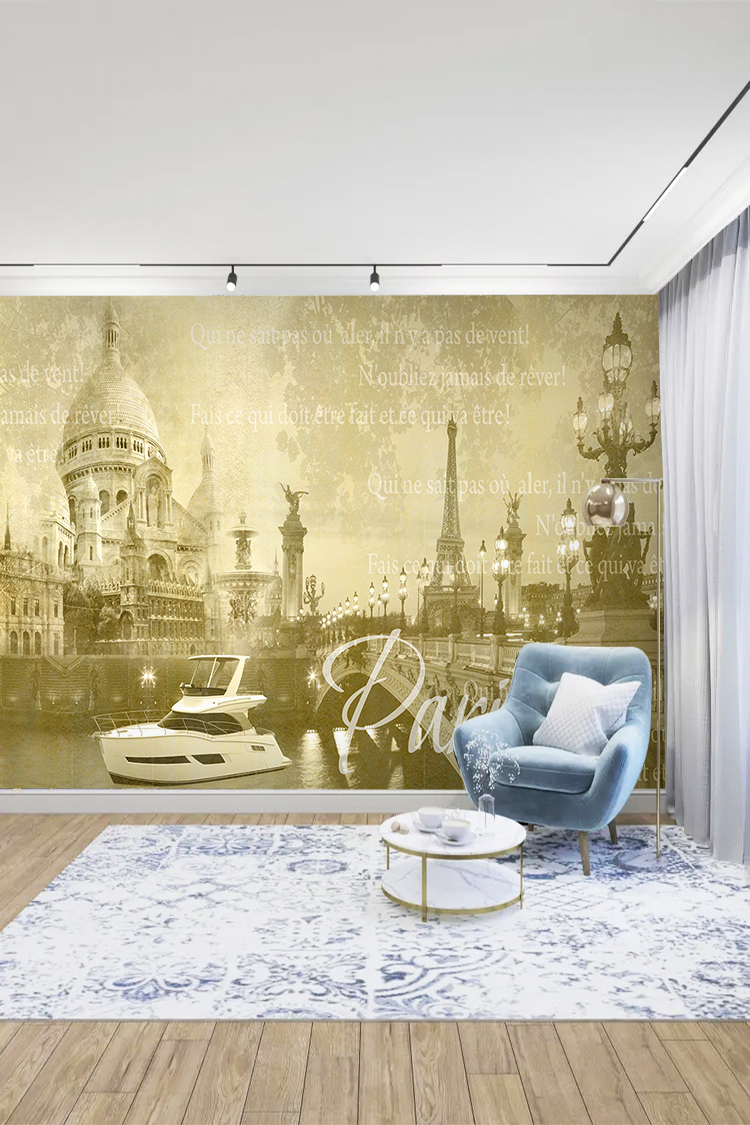 Paris Temalı Vintage Duvar Kağıdı