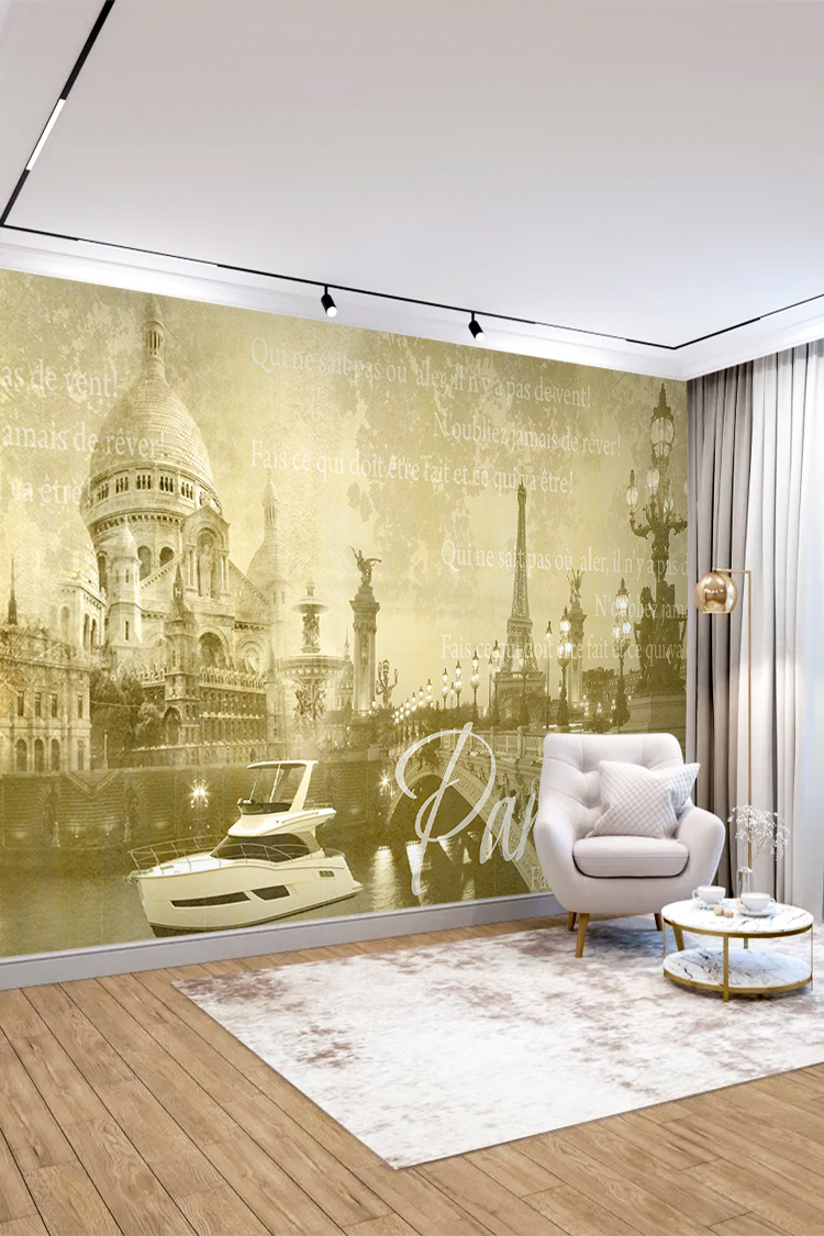 Paris Temalı Vintage Duvar Kağıdı - Görsel 3