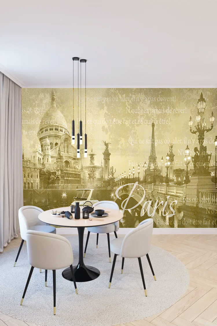 Paris Temalı Vintage Duvar Kağıdı - Görsel 4