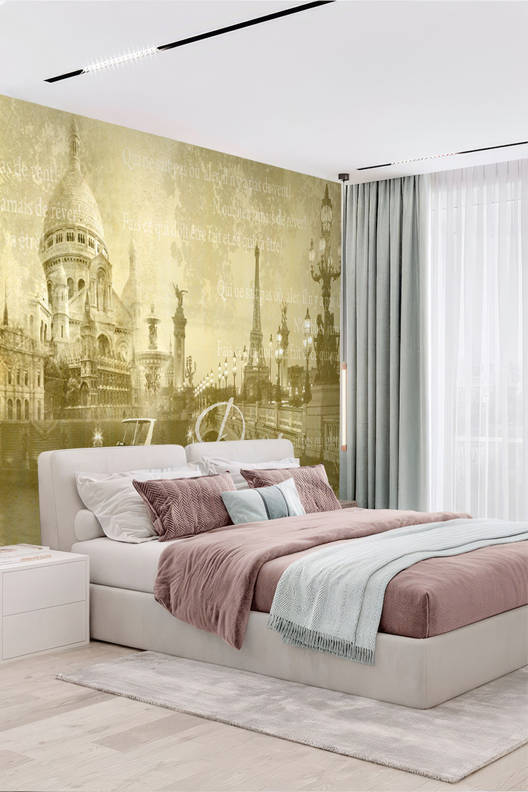 Paris Temalı Vintage Duvar Kağıdı - Görsel 5