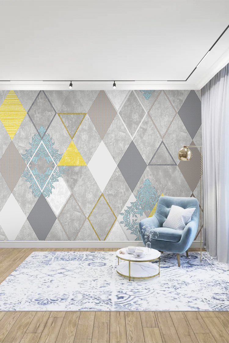 Modern Geometrik Desenli Duvar Kağıdı - Görsel 5