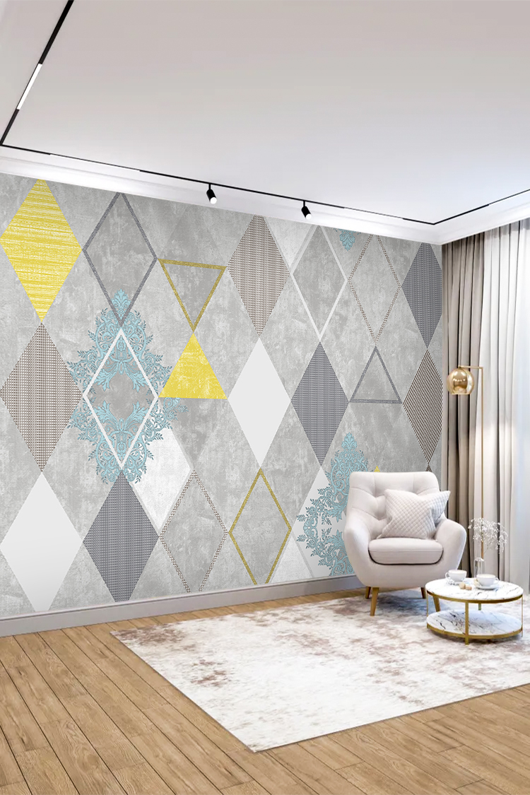 Modern Geometrik Desenli Duvar Kağıdı - Görsel 4