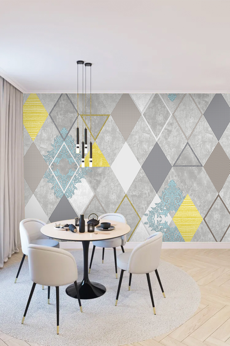 Modern Geometrik Desenli Duvar Kağıdı - Görsel 3