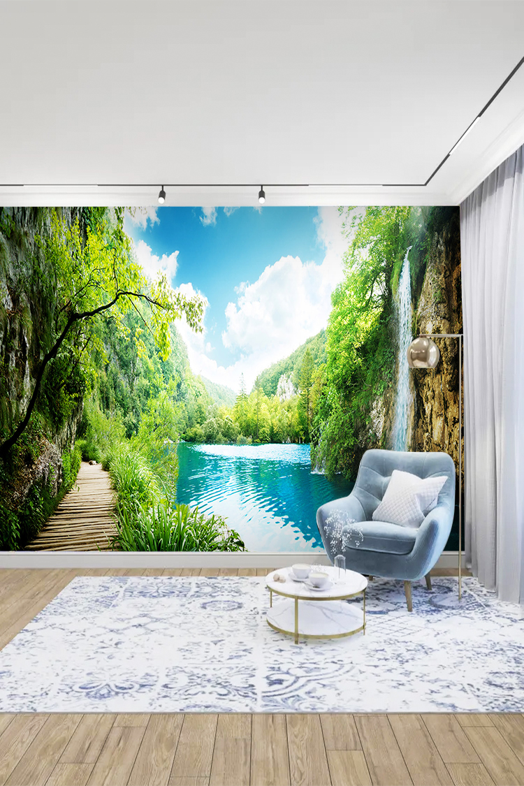 Doğa Manzaralı Şelale ve Göl Duvar Kağıdı - Görsel 5
