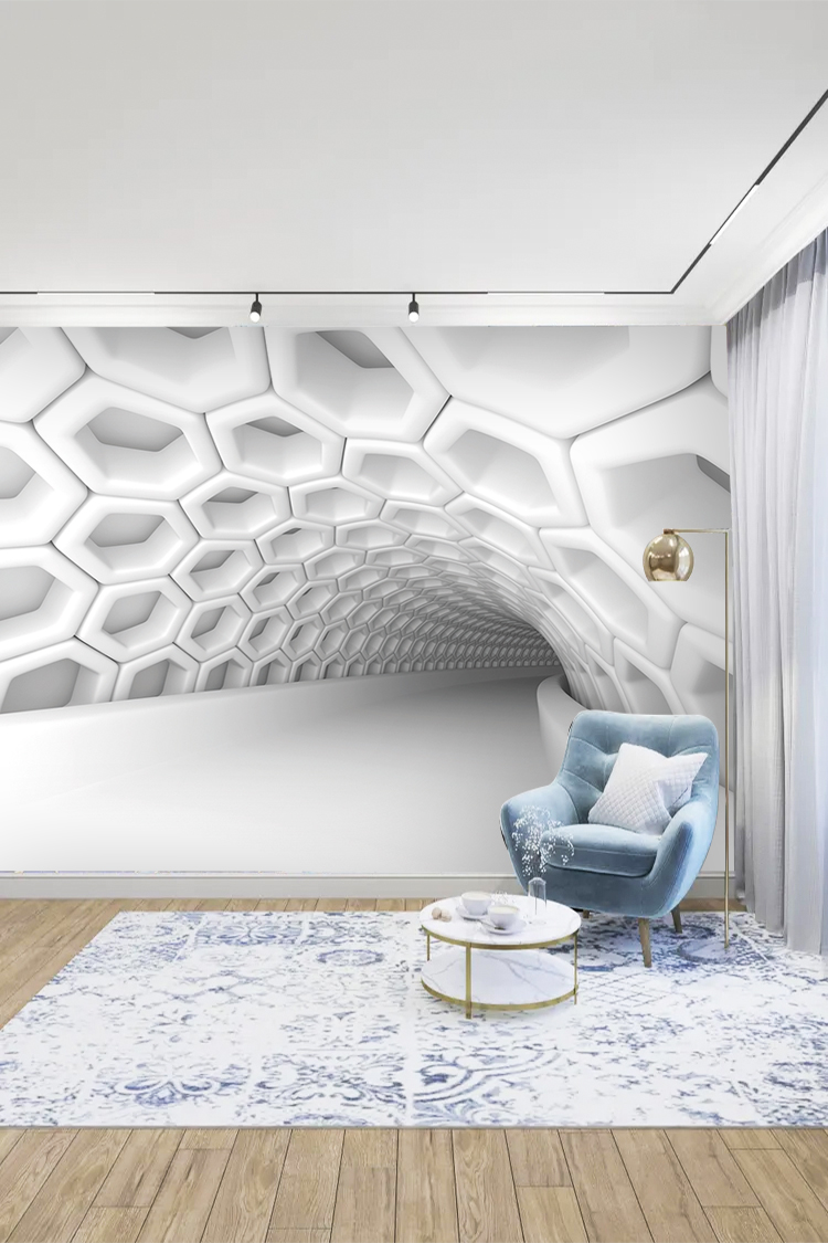 Geometrik Bal Peteği Deseni Duvar Kağıdı - Görsel 4
