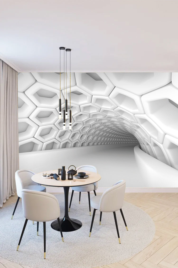 Geometrik Bal Peteği Deseni Duvar Kağıdı - Görsel 5