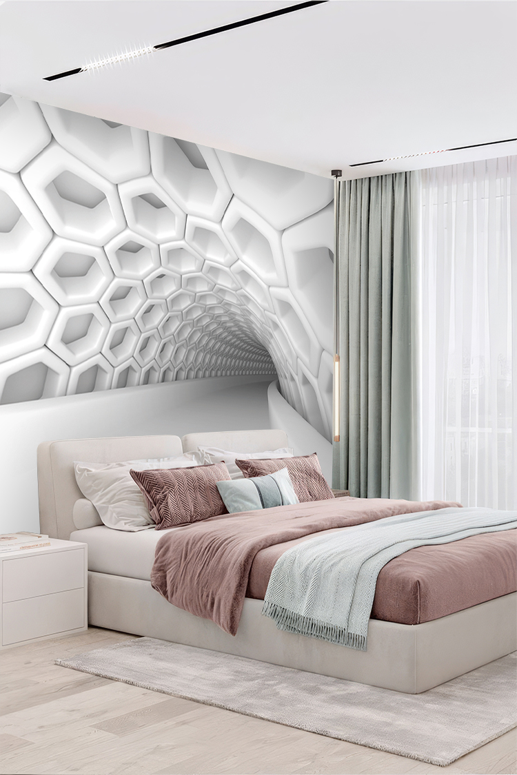Geometrik Bal Peteği Deseni Duvar Kağıdı - Görsel 6