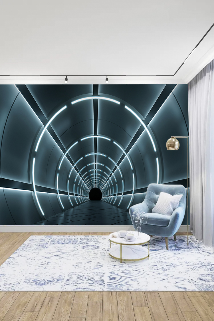 Futuristik Işıklı Tünel Duvar Kağıdı