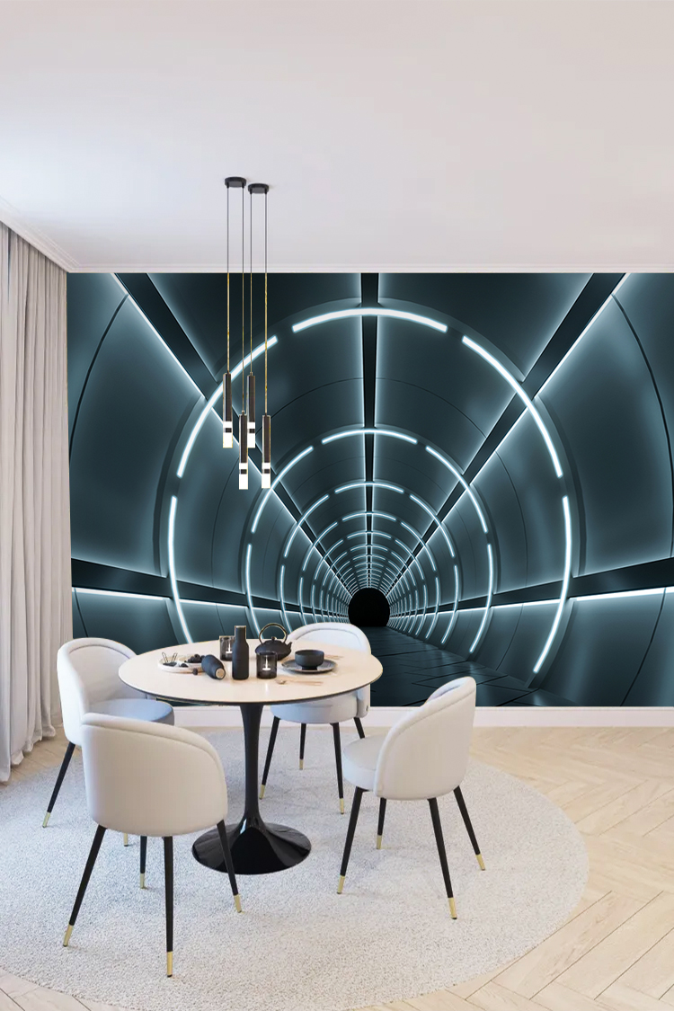 Futuristik Işıklı Tünel Duvar Kağıdı - Görsel 4