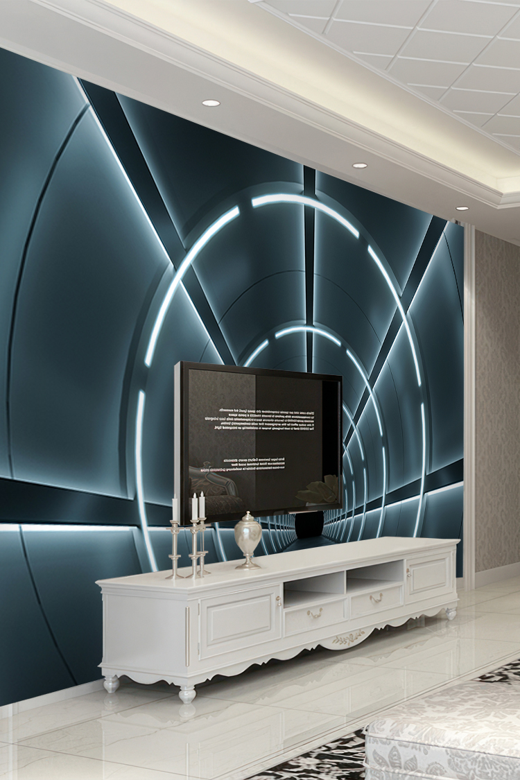 Futuristik Işıklı Tünel Duvar Kağıdı - Görsel 6