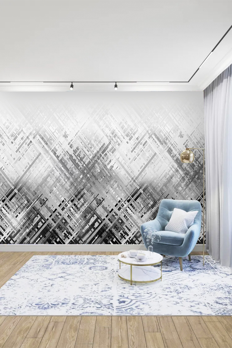 Modern Siyah Beyaz Geometrik Duvar Kağıdı