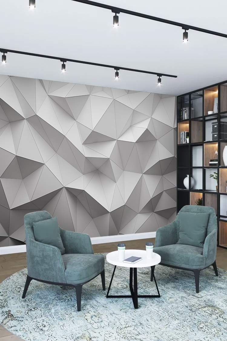 Geometrik Desenli 3D Duvar Kağıdı - Görsel 2