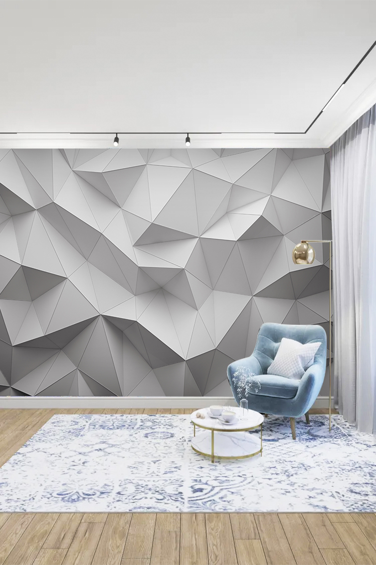 Geometrik Desenli 3D Duvar Kağıdı - Görsel 3